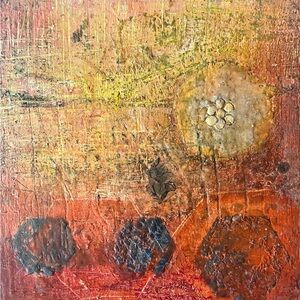Abstract Textured encaustic Art in Warm Tones